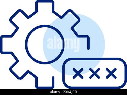 Cogwheel and password input box. Authentication settings, secure login configuration. Pixel perfect, editable stroke icon Stock Vector