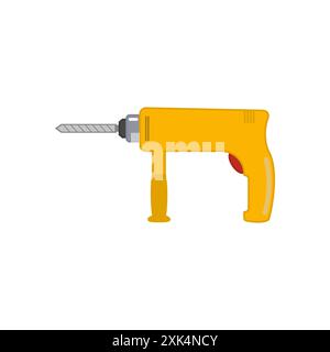 Portable electric hand drill with bit. Vector icon. Stock Vector