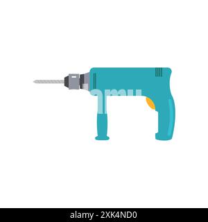 Portable electric hand drill with bit. Vector icon. Stock Vector