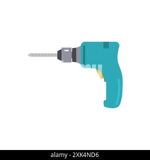 Portable electric hand drill with bit. Vector icon. Stock Vector