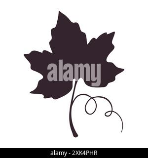 Grape leaf silhouette on white background. . Vector illustration Stock Vector