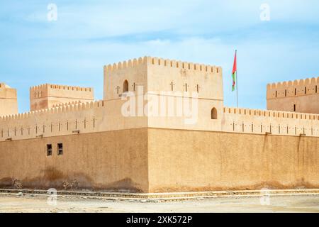 Sur Al Ayjah castle citadel fortress stone walls and towers, Sur, Oman Stock Photo