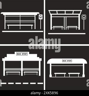 bus stop icon black vector illustration Stock Vector Image & Art - Alamy