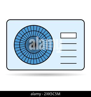 Heat pump air source shadow icon, cooling electric system machine, cool web vector illustration . Stock Vector
