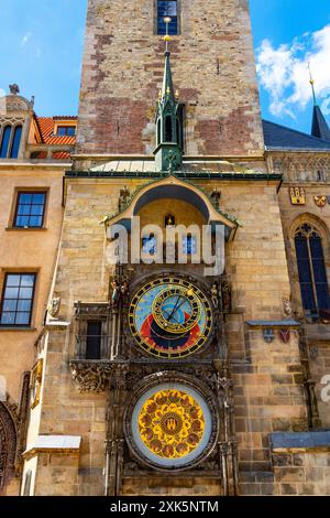 Famous astronomical clock, Old Town Hall in Prague Old Town, Czech Republic. Stock Photo