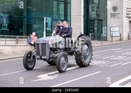 Ballymena, Northern Ireland - July 19th, 2024: Vintage Tractor Rally, old grey tractor with red rimmed headlights. Concept rural, design, agriculture Stock Photo