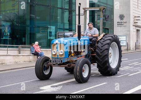 Ballymena, Northern Ireland - July 19th, 2024: Vintage Tractor Rally, blue Fordson Super Major. Concept farming, rural, agriculture, retro, vehicle Stock Photo