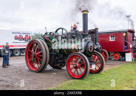 Ballymena, Northern Ireland - July 20th, 2024: vintage tractor and steam engine rally, Ransomes, Sims and Jefferies traction engine. Stock Photo