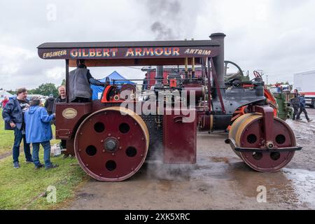 Ballymena, Northern Ireland - July 20th, 2024: vintage tractor and steam engine rally, Wallis and Steevens traction engine, roller. Stock Photo