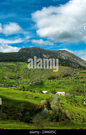 Lush Green Landscape of Mont Mezenc in in the Monts d'Ardeche Regional Natural Park, Auvergne-Rhone-Alpes, France Stock Photo