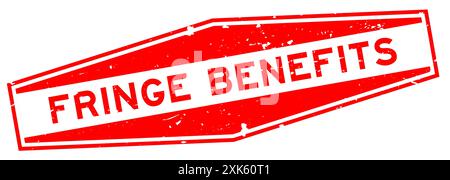 Grunge red fringe benefits word hexagon rubber seal stamp on white background Stock Vector