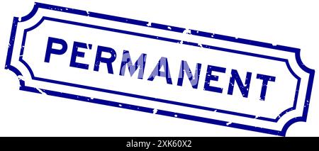 Grunge blue permanent word square rubber stamp on white background Stock Vector
