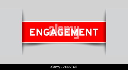 Red color square label sticker with word engagement that inserted in gray background Stock Vector