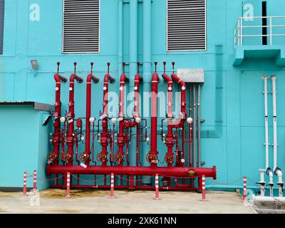 Header pipes valve zone and fire alarm control system at industrial ...