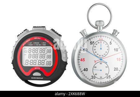 Digital chronometer isolated on white background. 3D illustration Stock ...