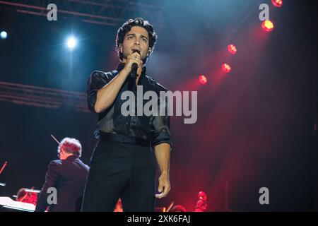 Lanciano, Italy. 20th July, 2024. Gianluca Ginoble of Il Volo performs during a concert at the “Tutti per uno - Capolavoro” Tour al Villa delle Rose Park in Lanciano. (Photo by Elena Vizzoca/SOPA Images/Sipa USA) Credit: Sipa USA/Alamy Live News Stock Photo