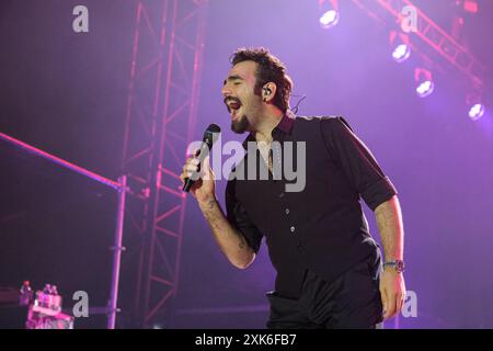 Lanciano, Italy. 20th July, 2024. Ignazio Boschetto of Il Volo performs during a concert at the “Tutti per uno - Capolavoro” Tour al Villa delle Rose Park in Lanciano. (Photo by Elena Vizzoca/SOPA Images/Sipa USA) Credit: Sipa USA/Alamy Live News Stock Photo