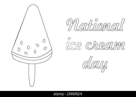 Celebrate National Ice Cream Day with this fun and easy coloring page featuring a delicious ice cream popsicle design. Stock Vector