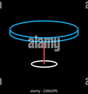 Round table vector on black background icon. Graph symbol for furniture, web site and apps design, logo, app, UI Stock Vector