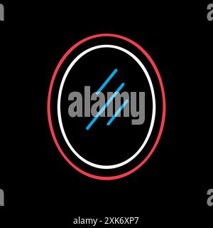 Oval mirror vector on black background icon. Graph symbol for furniture, web site and apps design, logo, app, UI Stock Vector