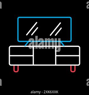 TV stand vector on black background icon. Graph symbol for furniture, web site and apps design, logo, app, UI Stock Vector