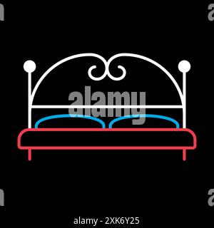 Big bed vector on black background icon. Graph symbol for furniture, web site and apps design, logo, app, UI Stock Vector