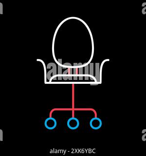 Adjustable rolling chair vector on black background icon. Office chair sign.. Graph symbol for furniture, web site and apps design, logo, app, UI Stock Vector