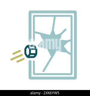 Broken store vector isolated icon. Broken windows and facades of store buildings. Vandalism in the central streets. Demonstration, protest, strike, re Stock Vector