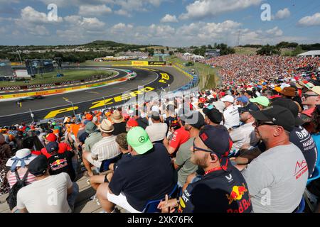 Mogyorod, Hungary. July 21st 2024. Formula 1 Hungarian Grand Prix at Hungaroring, Hungary. Pictured: Spectators on tribune watching the race    © Piotr Zajac/Alamy Live News Stock Photo