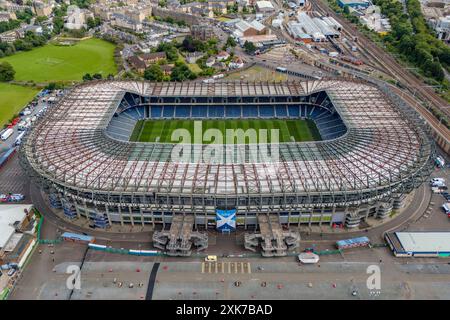 Edinburgh, UK. 20th July, 2024. General view above the Scottish Gas Murrayfield Stadium, Edinburgh, Scotland, United Kingdom on 20 July 2024 Credit: Every Second Media/Alamy Live News Stock Photo