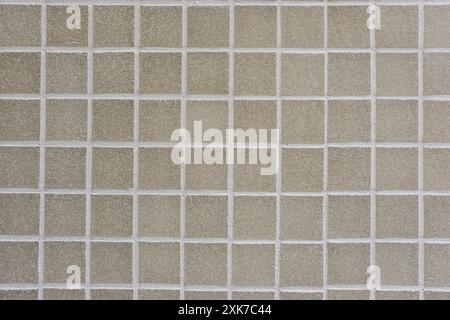 Background from a wall made of beige mosaic tiles Stock Photo
