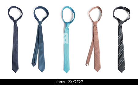 Many different ties isolated on white, set Stock Photo