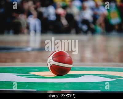 Copper Box Arena, London, UK. 21st July, 2024. Game ball during the Subway Summer Slam Team GB vs Germany Womens Basketball at Copper Box Arena, London 21st July 2024 | Photo: Jayde Chamberlain/SPP. Jayde Chamberlain/SPP (Jayde Chamberlain/SPP) Credit: SPP Sport Press Photo. /Alamy Live News Stock Photo