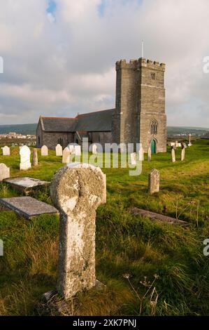 Parish Church of St. Materiana on Glebe cliff at Tintage,l Cornwall, England Stock Photo