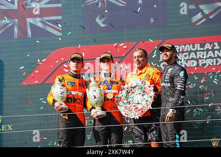 Mogyorod, Hungary. 21st July, 2024. Podium of the Race during Raceday on Sunday, July 21, of Formula 1 Hungarian Grand Prix 2024, scheduled to take place at Hungaroring track in Mogyorod, Budapest, Hungary, july 19 to july 21, 2024 Credit: Alessio De Marco/Alamy Live News Stock Photo