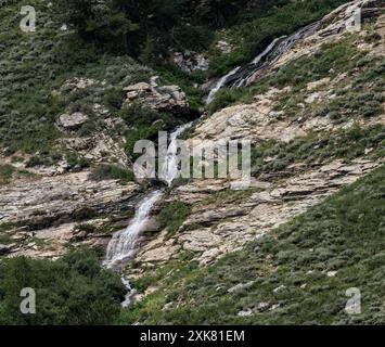 A waterfall in Lamoille Canyon in the Ruby Mountains of northern Nevada. Stock Photo