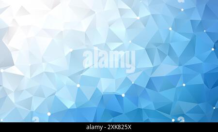 White, light gray & light blue mesh grid polygon vector pattern background with color gradient. Abstract 3D triangular low poly background, copy space Stock Photo