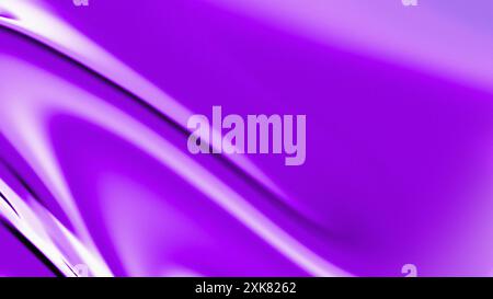 Abstract flowing liquid wavy curved shapes on vibrant purple background. Full frame blurry, dynamic and futuristic background with noise. Copy space. Stock Photo