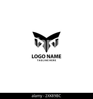 initial M head owl logo design Stock Vector