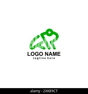 initial FR frog logo design vector Stock Vector