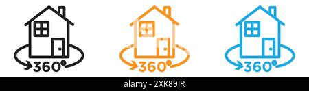 360 degree house icon vector logo set collection or bundle pack group Stock Vector