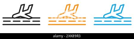 Arrivals plane icon vector logo set collection or bundle pack group Stock Vector