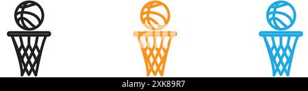 Basketball icon vector logo set collection or bundle pack group Stock Vector
