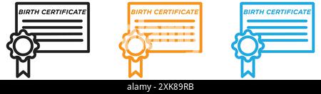 Birth certification icon vector logo set collection or bundle pack group Stock Vector