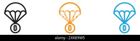 Bitcoin airdrop icon vector logo set collection or bundle pack group Stock Vector