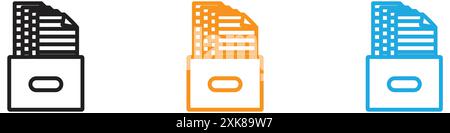 Archival box with documents icon vector logo set collection or bundle pack group Stock Vector