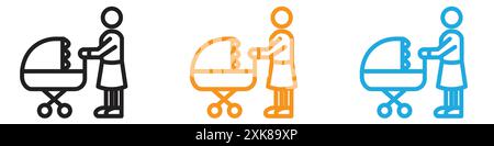 Babysitter icon vector logo set collection or bundle pack group Stock Vector