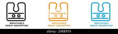 Breathable sweat absorption icon vector logo set collection or bundle pack group Stock Vector