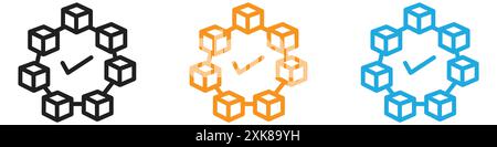Blockchain technology icon vector logo set collection or bundle pack group Stock Vector