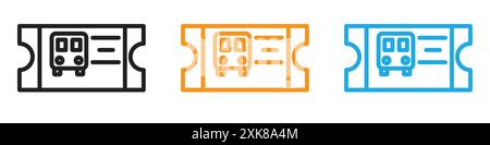 Bus Ticket icon vector logo set collection or bundle pack group Stock Vector